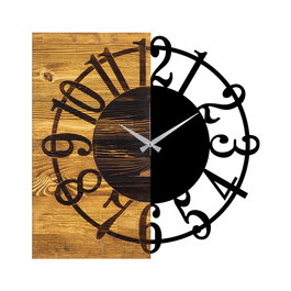Wallity Reloj de pared decorativo de madera Nogal y Negro